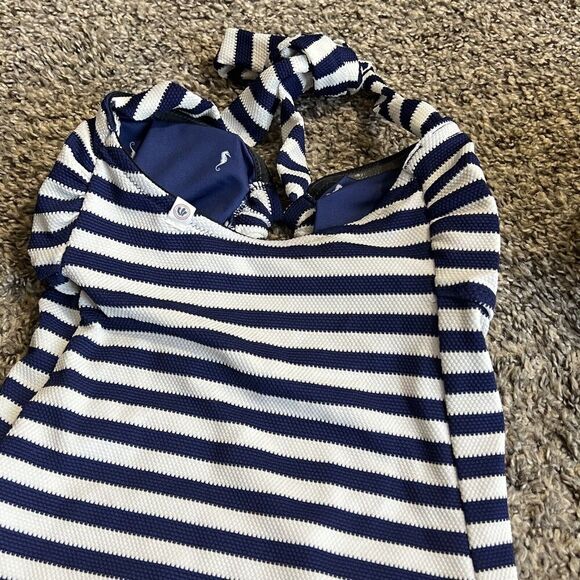 Fat Face Breton Hoop Ring Swimsuit Size US 2 Blue & White Stripe Adjustable New - Picture 7 of 9
